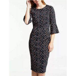 Boden Delia Polka Dot Fluted Sleeve Pop Spot Dress - Size 4P 4 Petite